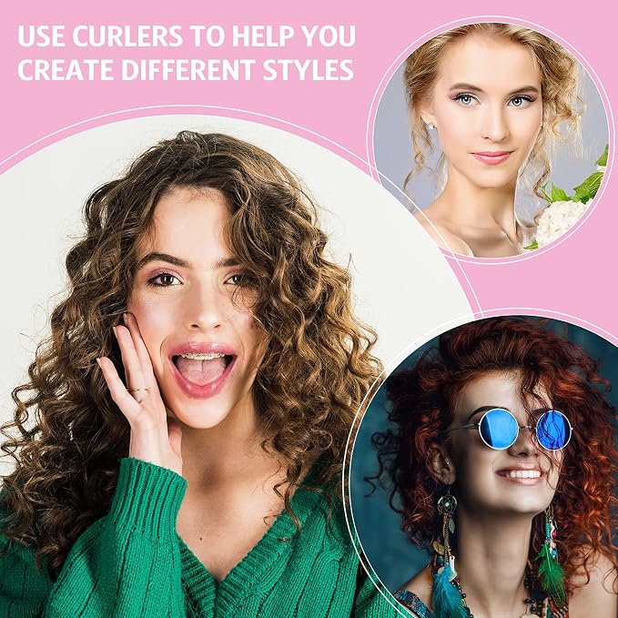 Syhood 43 Pcs Foam Sponge Hair Rollers Women 0.59 Inch Soft Sleeping Curlers Flexible Sponge Curler Tool and Rat Tail Comb for Hair Styling Hairdressing Overnight Curl and Volume(Pink)