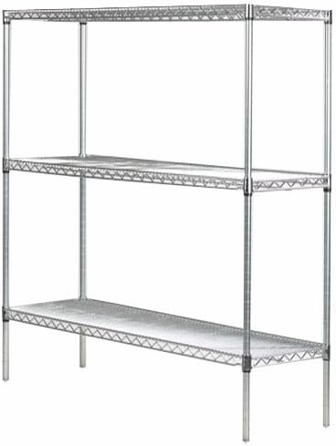 Omega 14" Deep x 72" Wide x 86" High 3 Tier Chrome Starter Shelving Unit