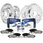 Detroit Axle - Brake Kit for 2002 2003 2004 Honda CR-V Drilled & Slotted Disc Brake Rotors Ceramic Brakes Pads Front & Rear Repl