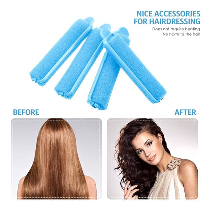 Syhood 43 Pcs Foam Sponge Hair Rollers Women 0.59 Inch Soft Sleeping Curlers Flexible Sponge Curler Tool and Rat Tail Comb for Hair Styling Hairdressing Overnight Curl and Volume(Dark Blue)