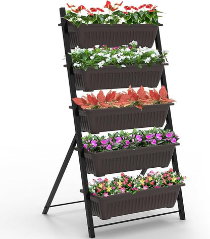 G TALECO GEAR Vertical Garden Planter, 5 Tiers Vertical Raised Garden Bed Metal Elevated Herb Planter Box Vegetable Flower Planters for Patio Deck Outdoor Indoor