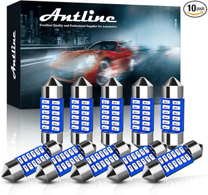 Antline 6614 6641 6612F 6615 F30-WHP TS-14V1CP 28MM 29MM 1.14”LED Bulb Blue, Super Bright Canbus Error Free 12 Volt Replacements for Interior Dome Map Vanity Mirror Sun Visor Lights (Pack of 10)