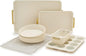 GreenPan Bakeware Set, 7 Piece Nonstick Ceramic Gold Handle Baking Sheets, Cake Pans, Loaf Pan, Muffin Tin, Cooling Rack, PFAS & BPA Free, Freezer to Oven Dish, Bake & Roast Ovenware, Cream