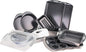 BergHOFF 11Pc Perfect Slice Bakeware Set, Covered Rectangle Cake Pan, Cookie Sheets, Muffin Pan, Loaf Pan, Round, Square and Rectangle Cake Pans, Slicer, Silver & Silver