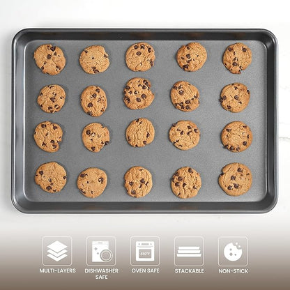 LISI Nonstick Stackable Baking Pans Set, Cookware Sets Baking Tray (15" x 10" (Jelly Roll Pan))