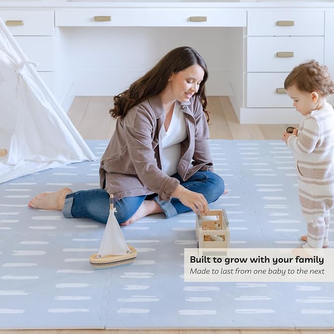 Little Landings Baby Play Mat for Floor - Shoreline (4x6ft) - Premium EVA Foam Play Mat for Babies & Toddlers (Ages 0-5+) Non-Toxic Playmat for Tummy Time, Crawling & Playroom - Stylish & Comfortable