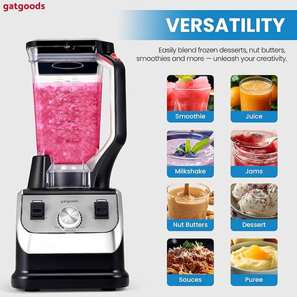GATGOODS 72 Oz Large Blender - 2200W Professional, High Speed Commercial Blender, Variable Speed, Self-Cleaning, Dishwasher Safe