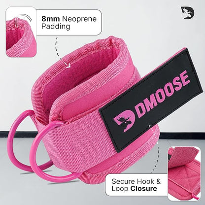 DMoose Ankle Strap for Cable Machine - One Size Fit with Premium Padding, Workout Kickback Ankle Cuffs, Ankle Bands for Working Out, Booty Workouts, Leg Extension, Hip Abductors & Lower Body Exercises